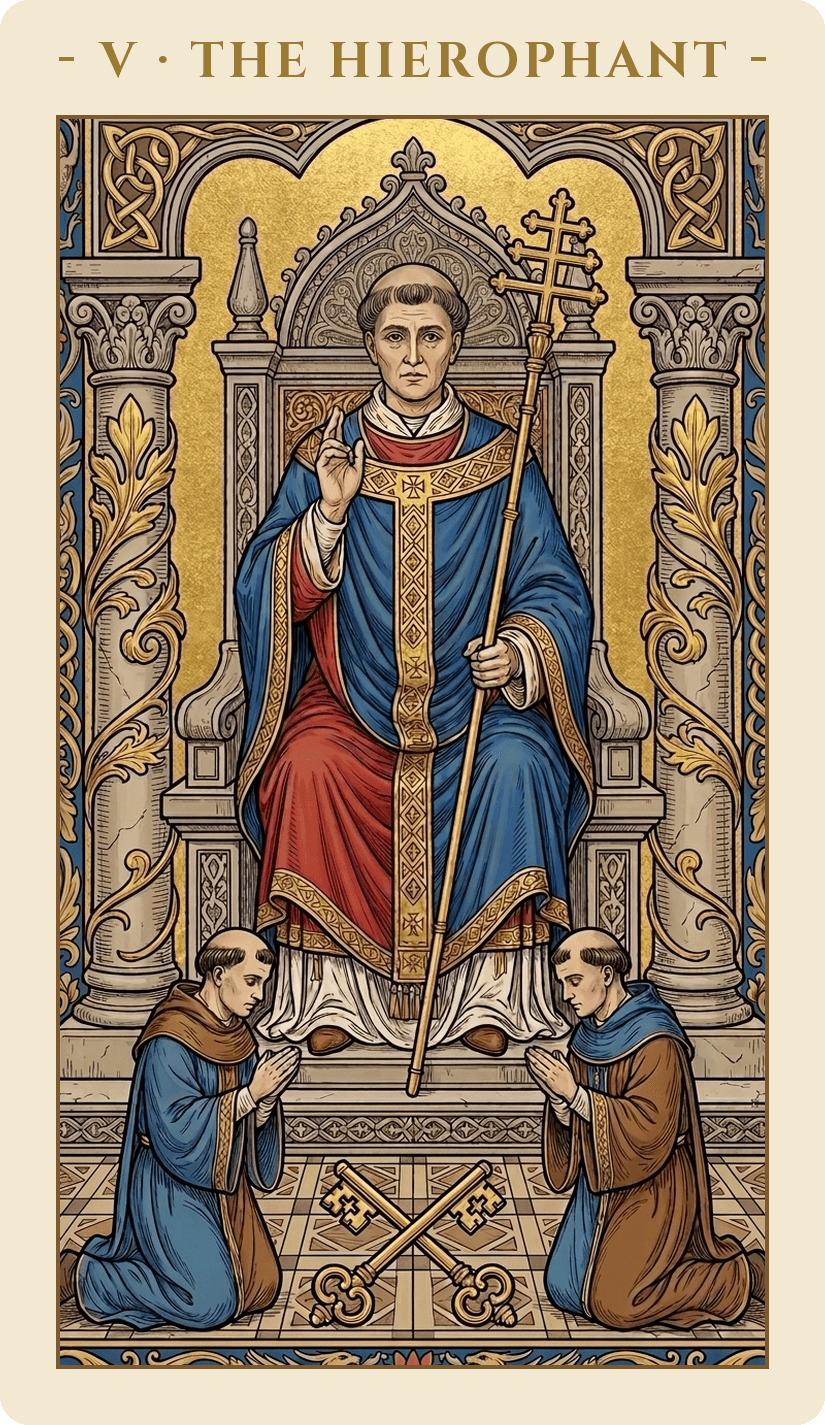 The Hierophant — Medieval Illuminated Manuscript deck